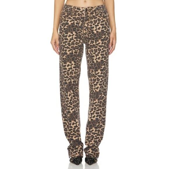 LIONESS Carmlea Jeans in Leopard print straight leg size medium 100% cotton - Picture 1 of 13